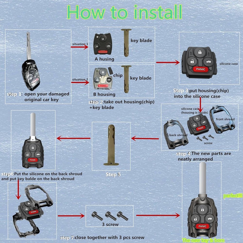 Car Key Fob Replacement Shell Case