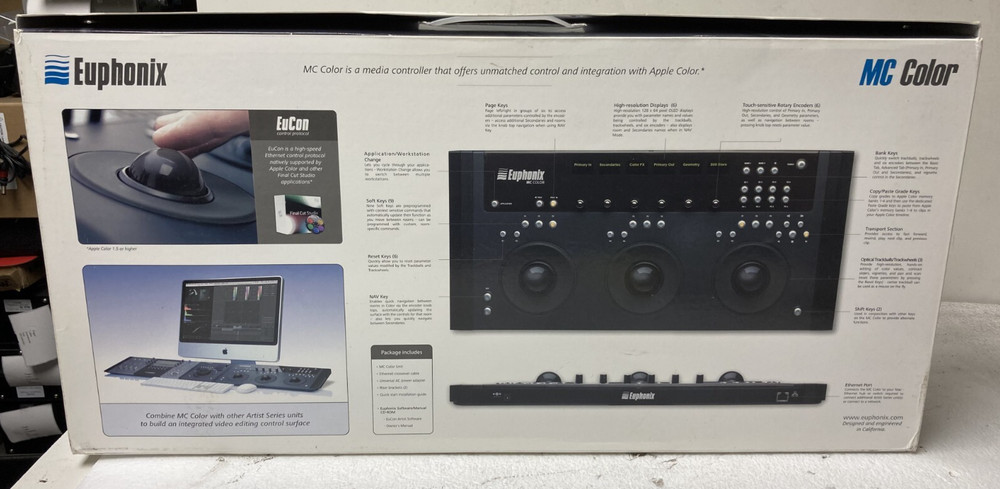 Euphonix MC Color Grading Trackball Control Surface Video Color Controller