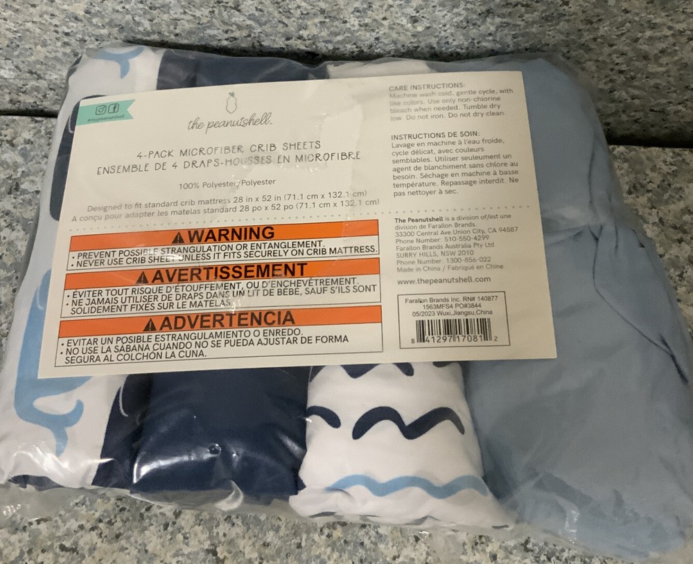 ⚡️The Peanutshell Fitted Crib Sheets - Blue Nautical - 4pk 🆕Repacked⚠️