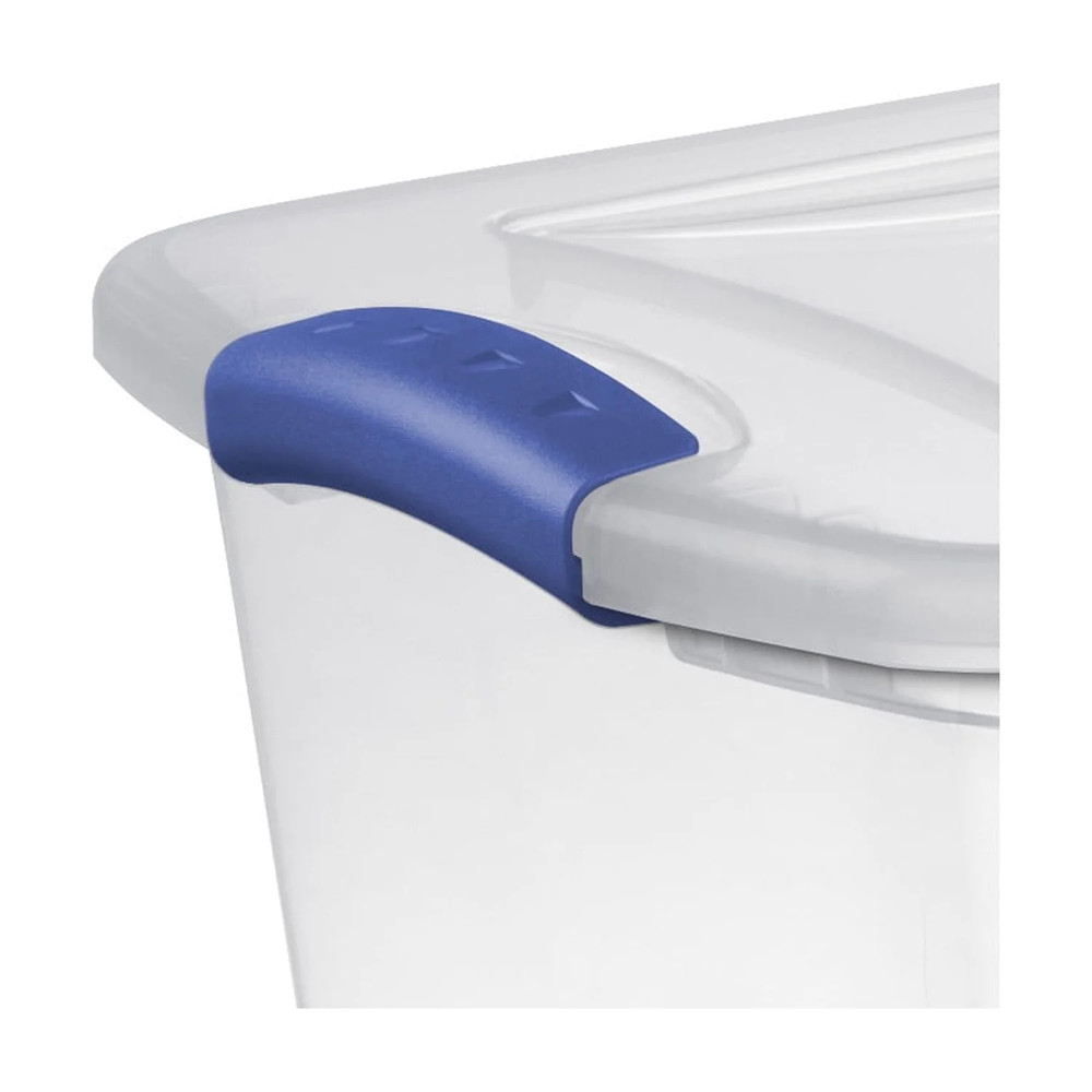 (2 Pack) 27 Quart Medium Latching Storage Bin, Clear Plastic Stoarge Conatiner