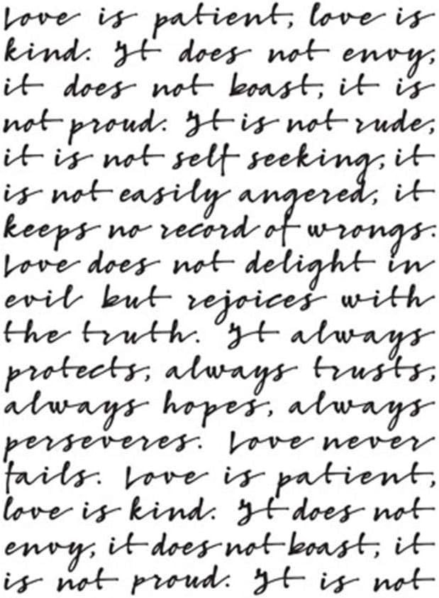 Darice Embossing Folder Script Background 1 CORINTHIANS 13 LOVE CHAPTER