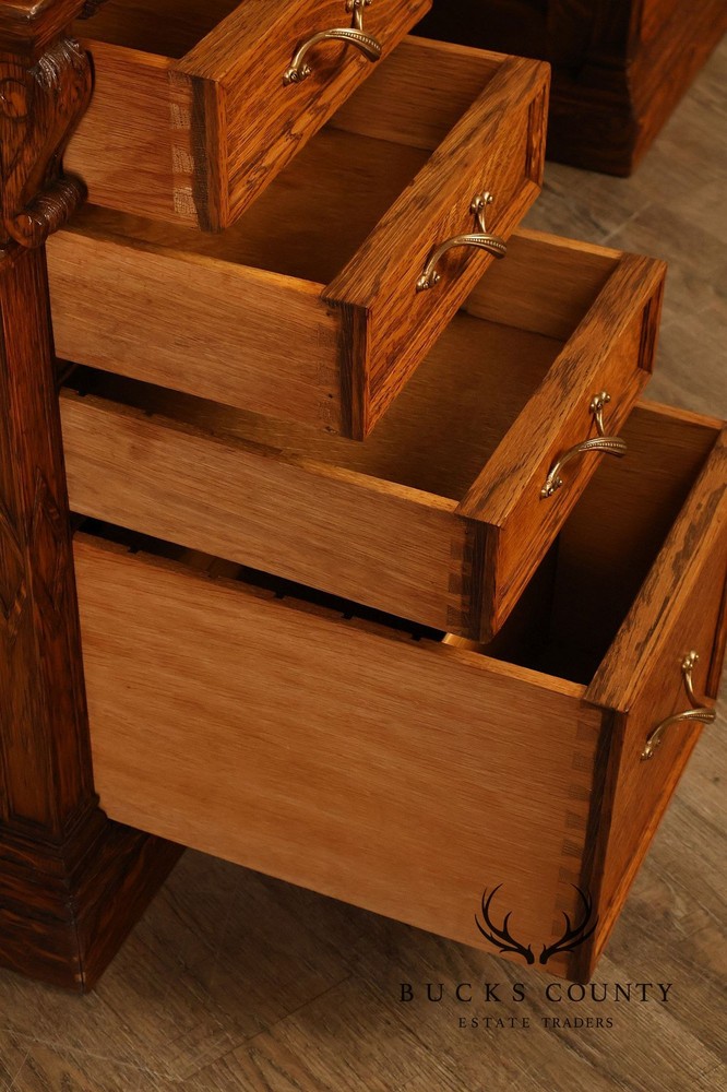 Oak Roll Top Desk With Carved 'Reading Hardware Co." Crest Panel