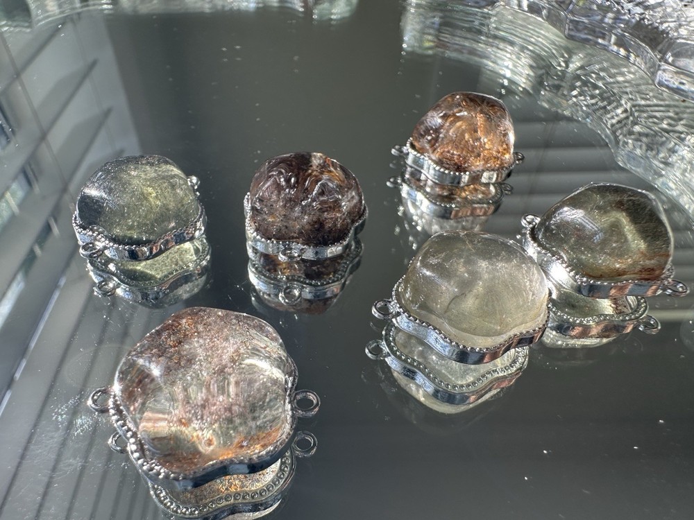 5x Natural Phantom Quartz Charms