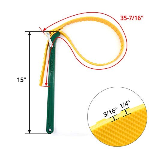 15" Belt Strap Wrench, Multi-Purpose Adjustable Strap Oil Filter 15" (1 pack)