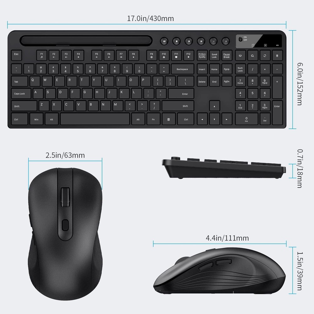Wireless Keyboard and Mouse Combo, 2.4G Ergonomic Wireless Computer Keyboard ...
