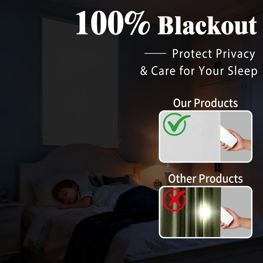 Peel & Stick Total Blackout Shade - Bay Window Sunroom Light Control Solution...