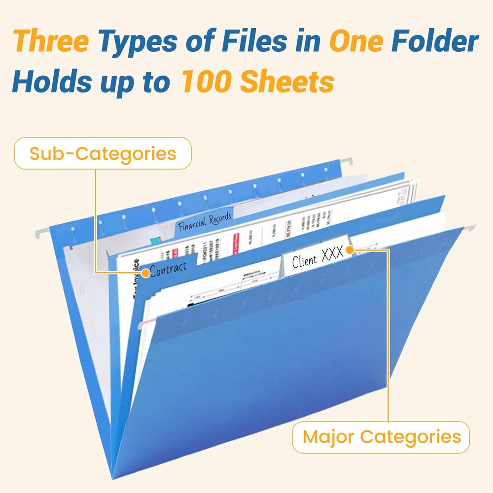 Classification Hanging File Folders with 2 Dividers Letter Size Colored Class...