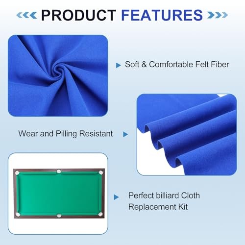 Billiard Cloth Pool Table Felt, 9ft Professional Felt Replacement Kit Fit for