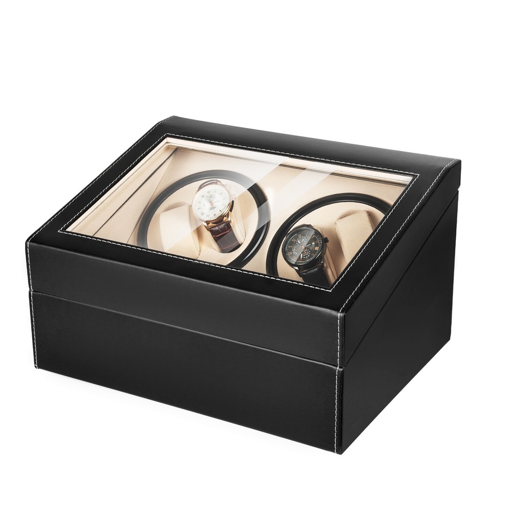 4+6 Luxury Automatic Rotation Watch Winder PU Leather Storage Case Display Box