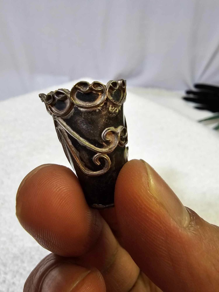 Vtg Sterling Long Thimble Art Deco - Tested