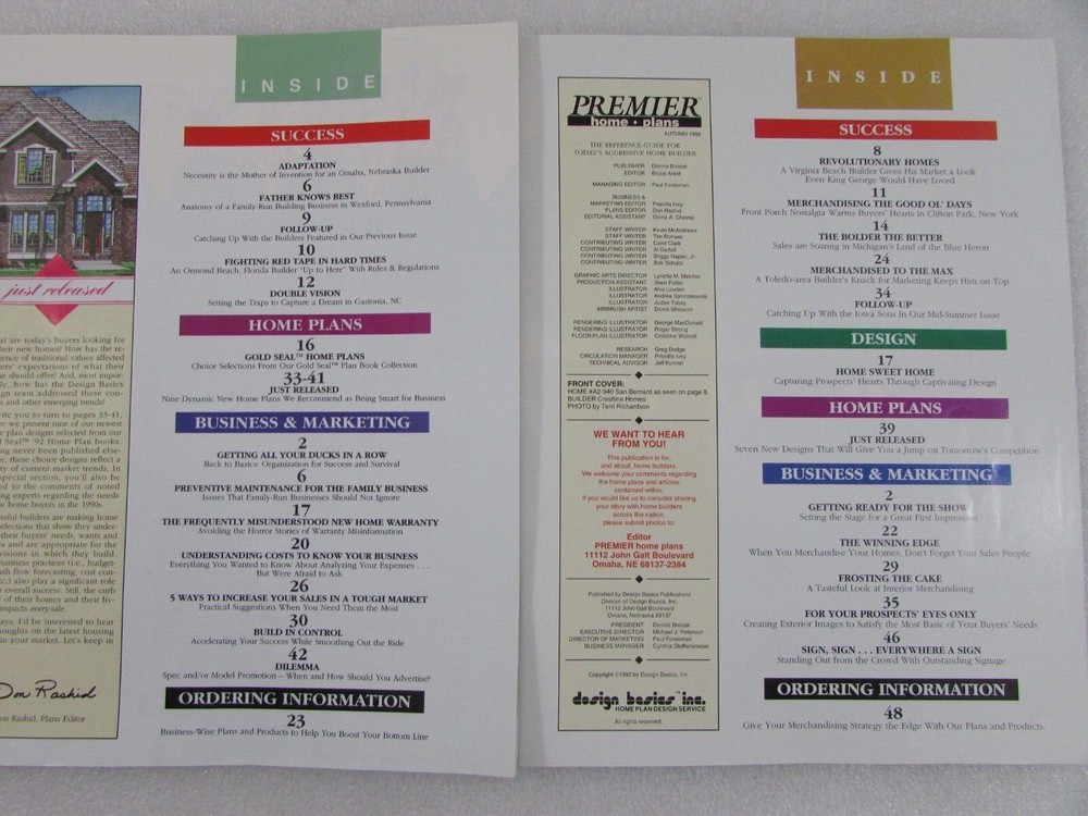 4 Premier Home Plans Catalog: Reference Guide for Today's Home Builder '91 '92