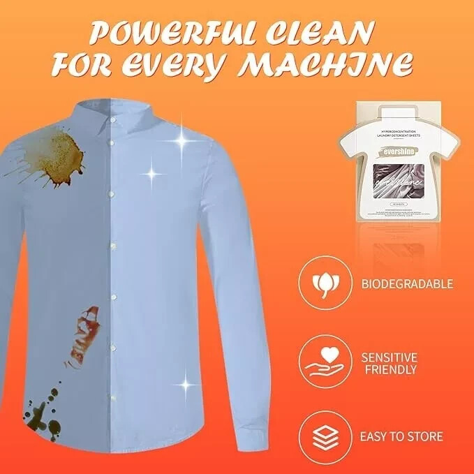 2 Pack Evershine Laundry Detergent Sheets Dissolving 100 Sheets Total, 200 Loads
