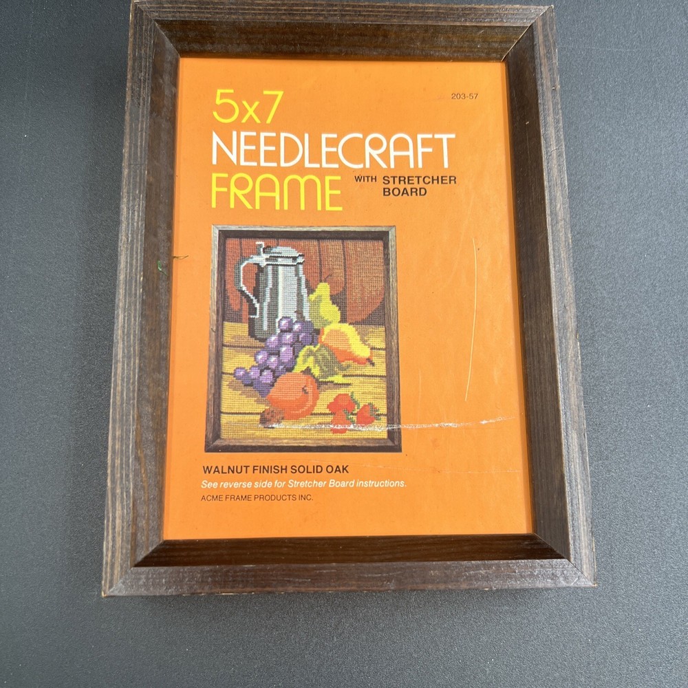 Vintage 5x7 Needlecraft Frame Only Walnut Finish Solid Oak #203-57