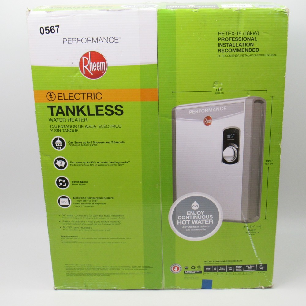 Rheem RETEX-18 Electric Tankless Water Heater Performance 18kW 3.5 GPM  240V NEW