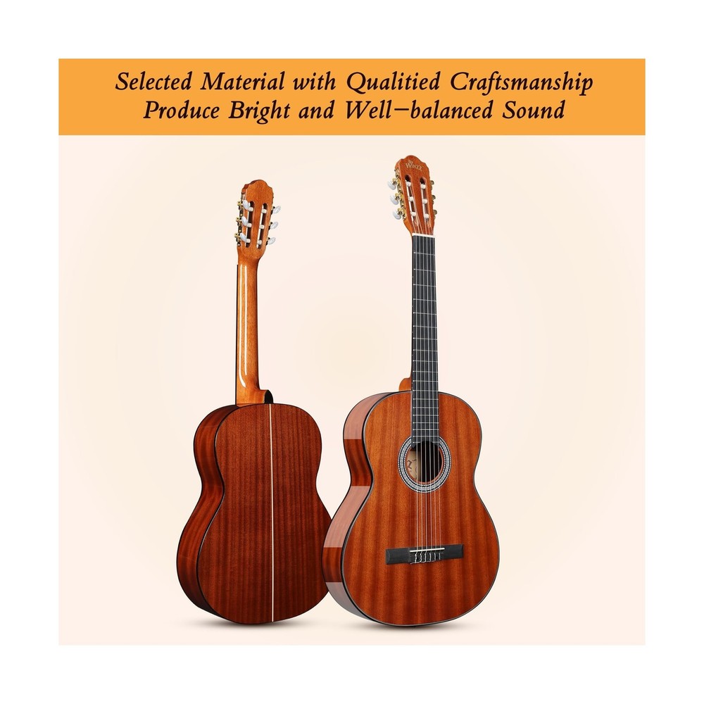 WINZZ 4/4 Classical Guitar, 39 Inch Full Size Nylon String Guitar for Beginne...