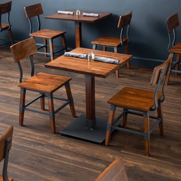 24'' Square Solid Wood Live Edge Restaurant Table Top in Walnut Wood Finish