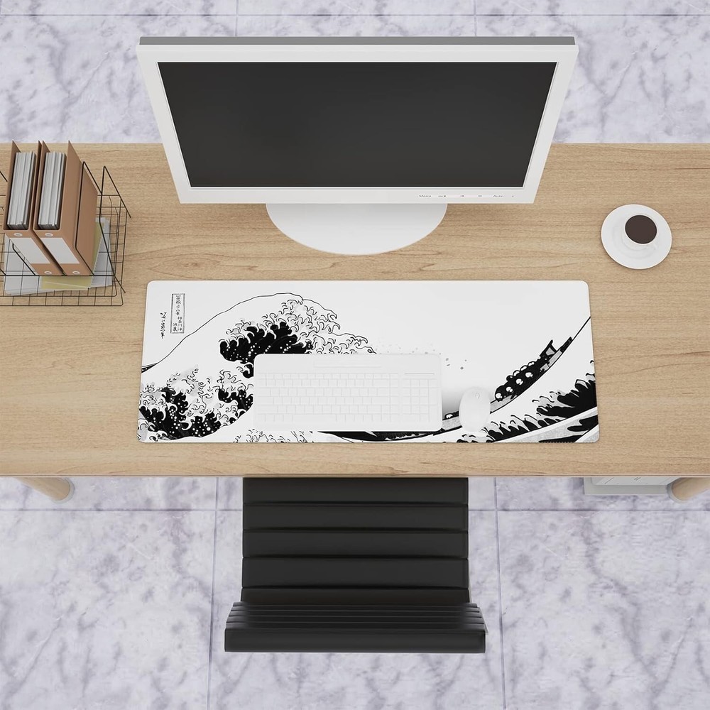 Japanese Wave Mouse Pad Extended XL Mousepad with AntiSlip Base Cool Large