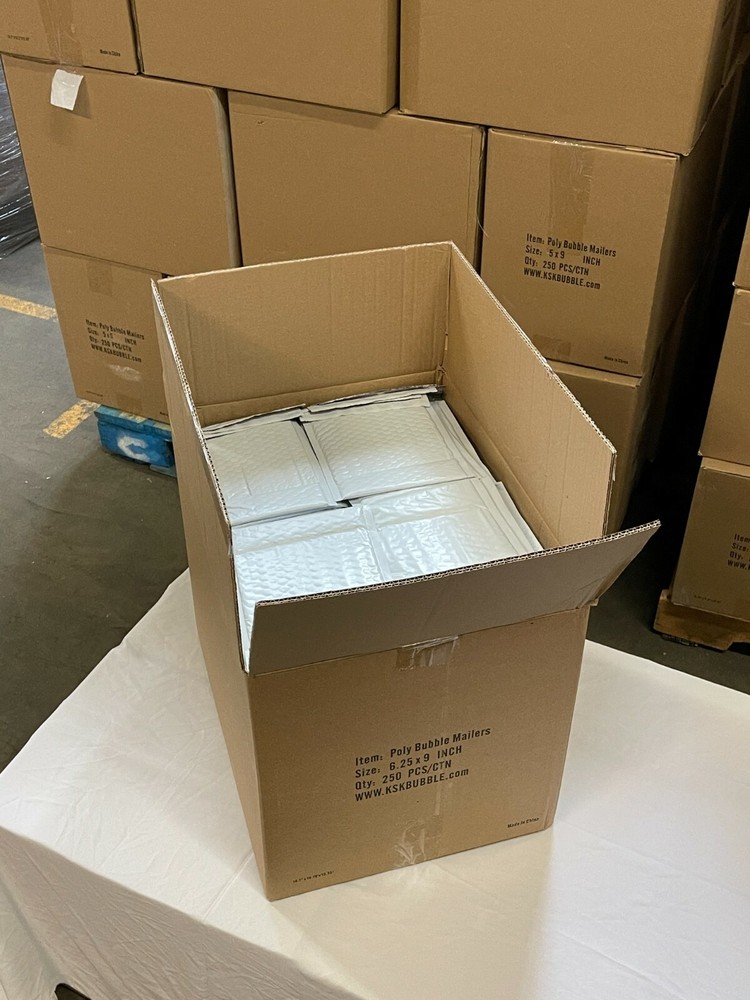 KSK Packaging 6.25" x 9" Poly Bubble Mailers Padded Envelopes