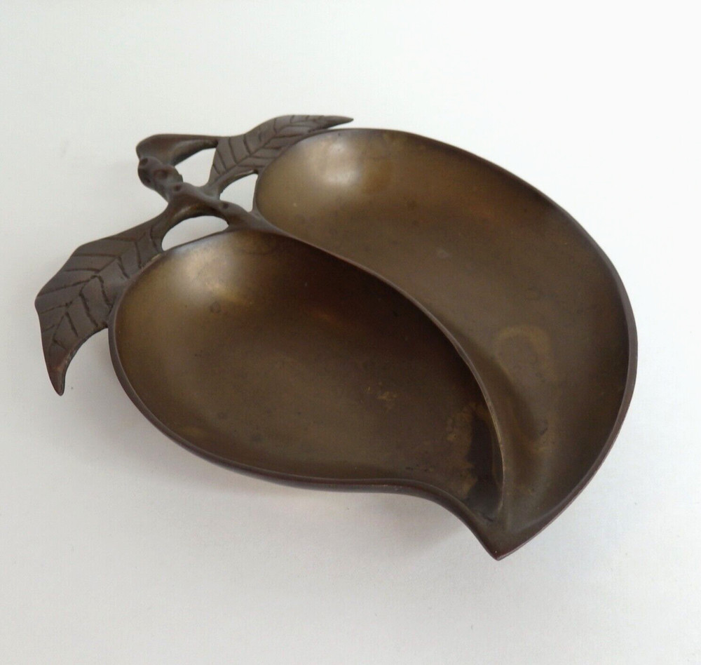 Neiman Marcus Solid Brass Chinese Peach Trinket Candy Dish Bowl EUC