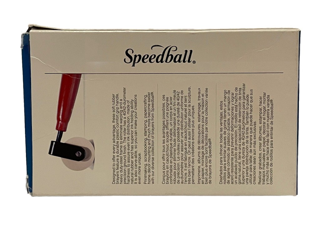 Speedball 3" Soft Rubber Roller Brayer Metal Frame Plastic Red Handle Box NEW