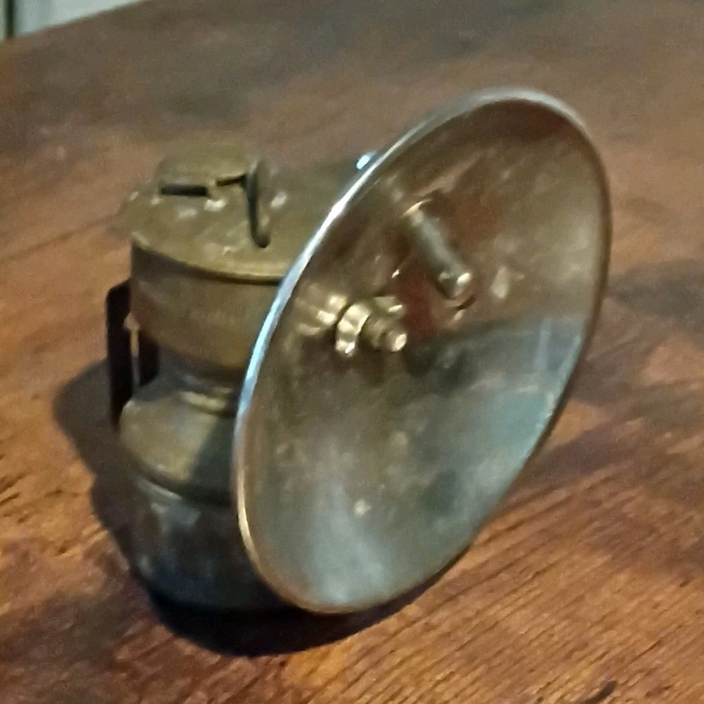 Vintage Carbide Mining Lamp with Reflector
