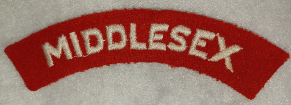 Middlesex Regiment Cloth Shoulder Title / Flash from WW2, ex-uniform #2