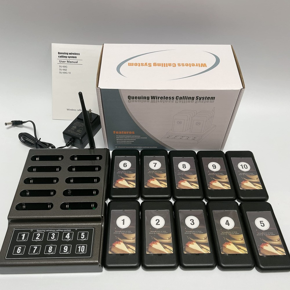 SHIHUI 10 Pager buzzers 1 keypad Queue Number Call Wireless Calling System Qu...