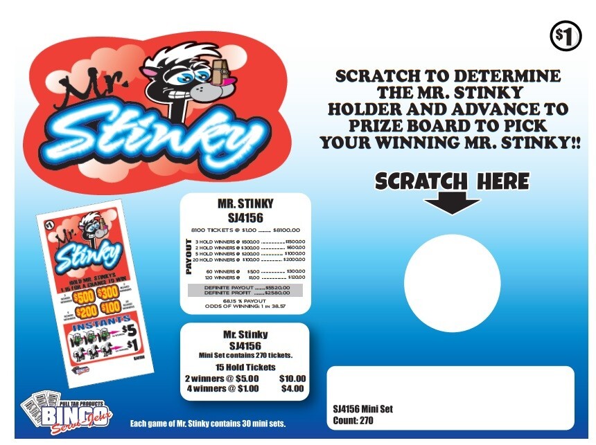 NEW pull tickets MR. STINKY CASHBOARD - 30 WINNERS