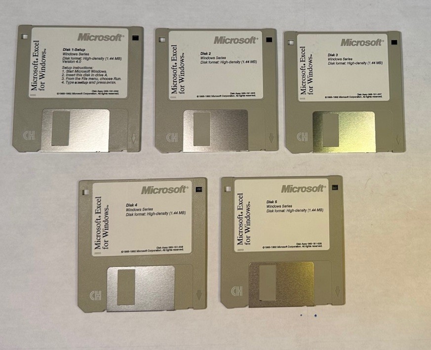 Microsoft Excel For Windows 3.5” Floppy Disc 1-5 1992 Version 4.0