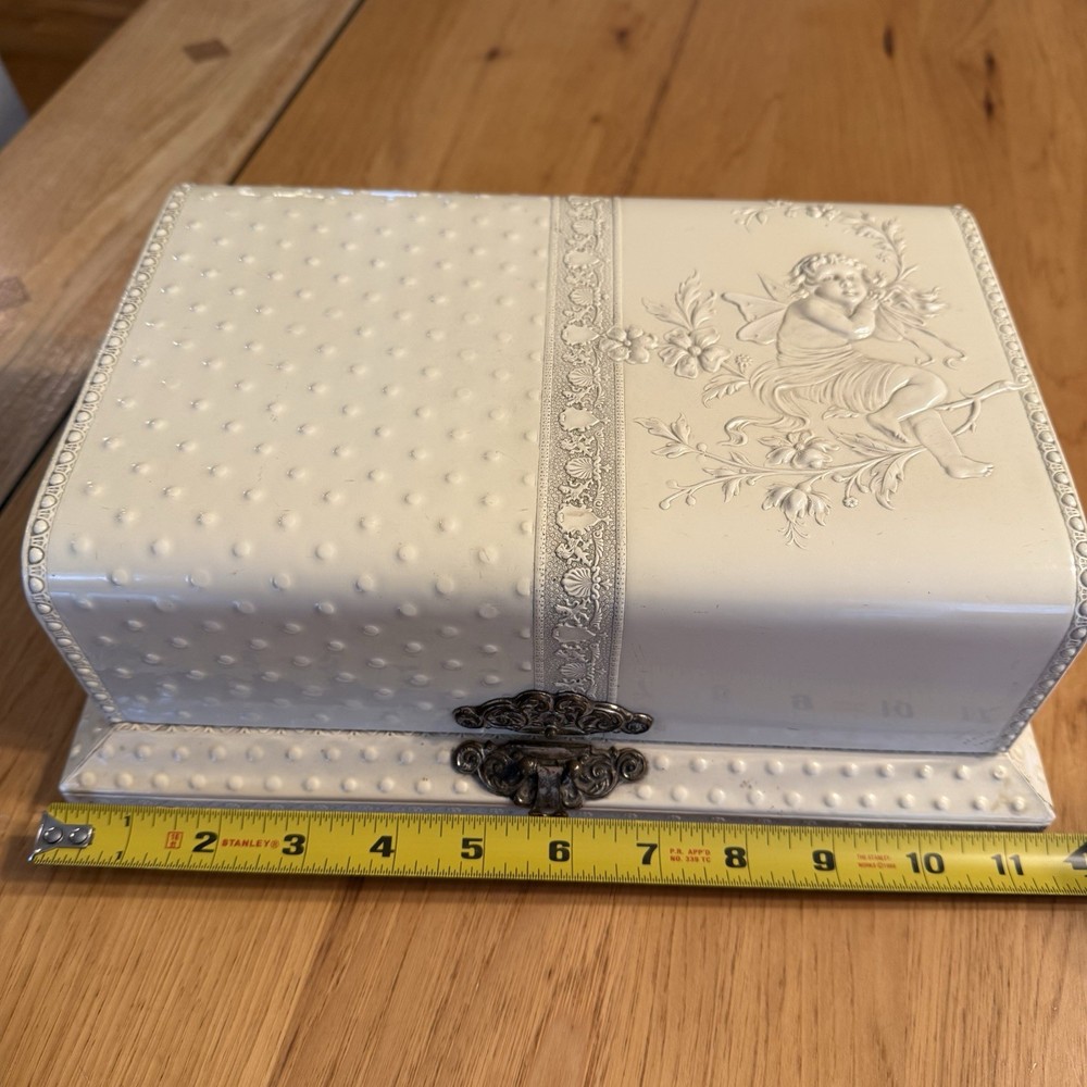 Fancy Vanity Victorian Celluloid Embossed Box with Comb Brush *READ*