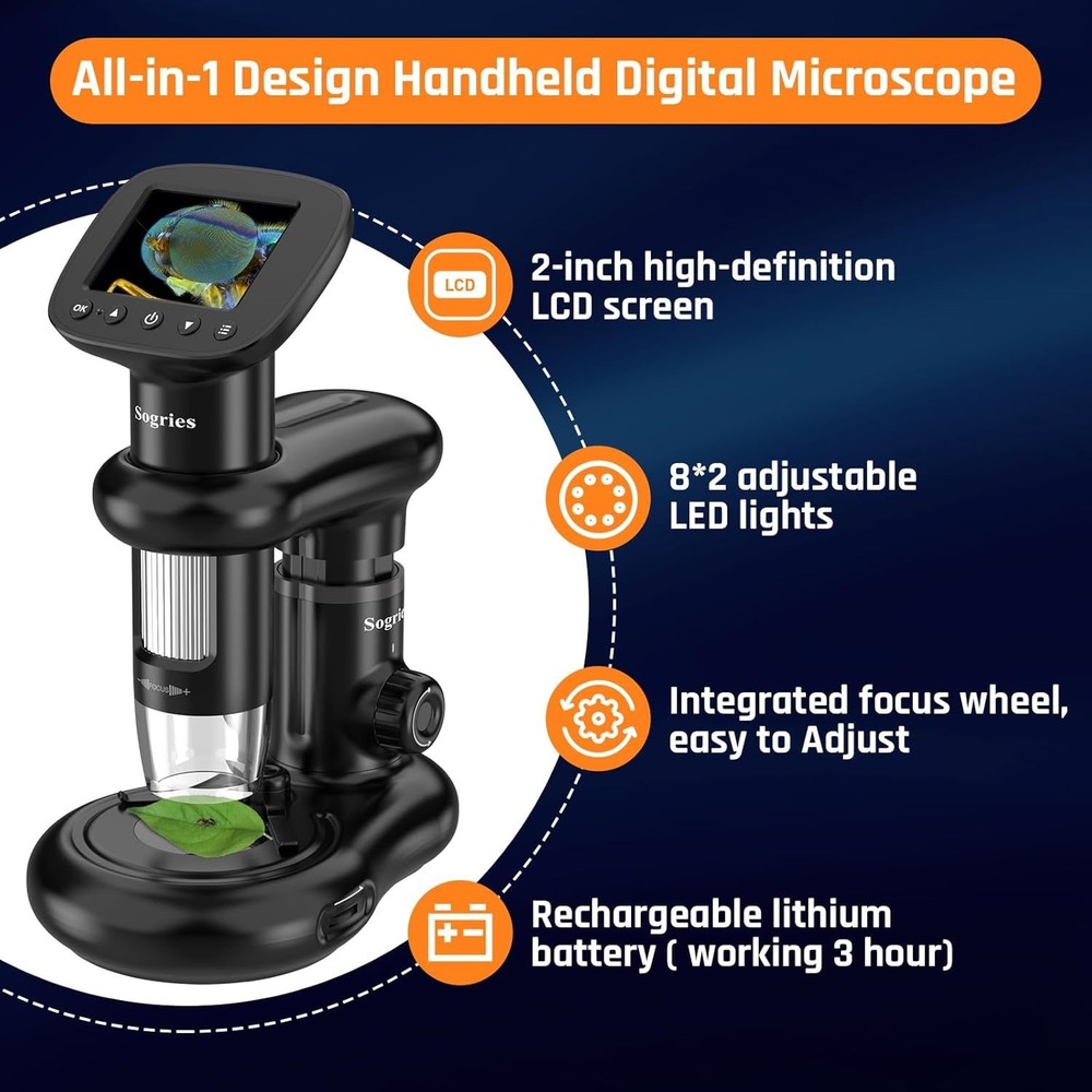 High-Definition 1000x Microscope with Camera & PC Compatibility - For Learning