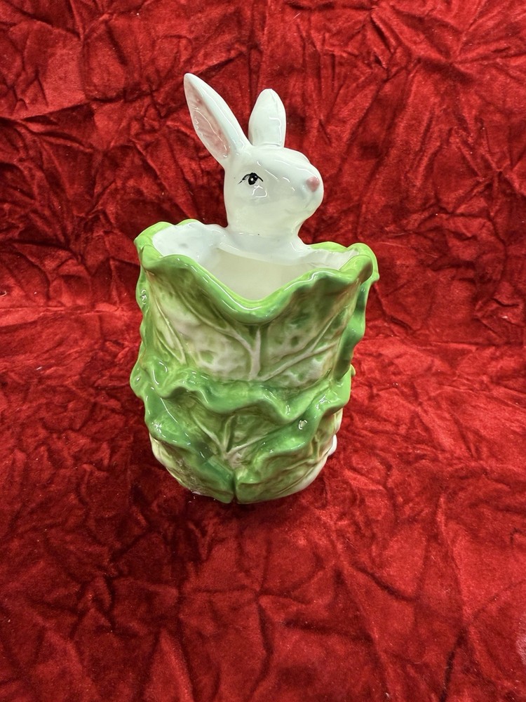 Arlington Designs Easter Bunny Rabbit Cabbage Ceramic Sugar Bowl /creamer New