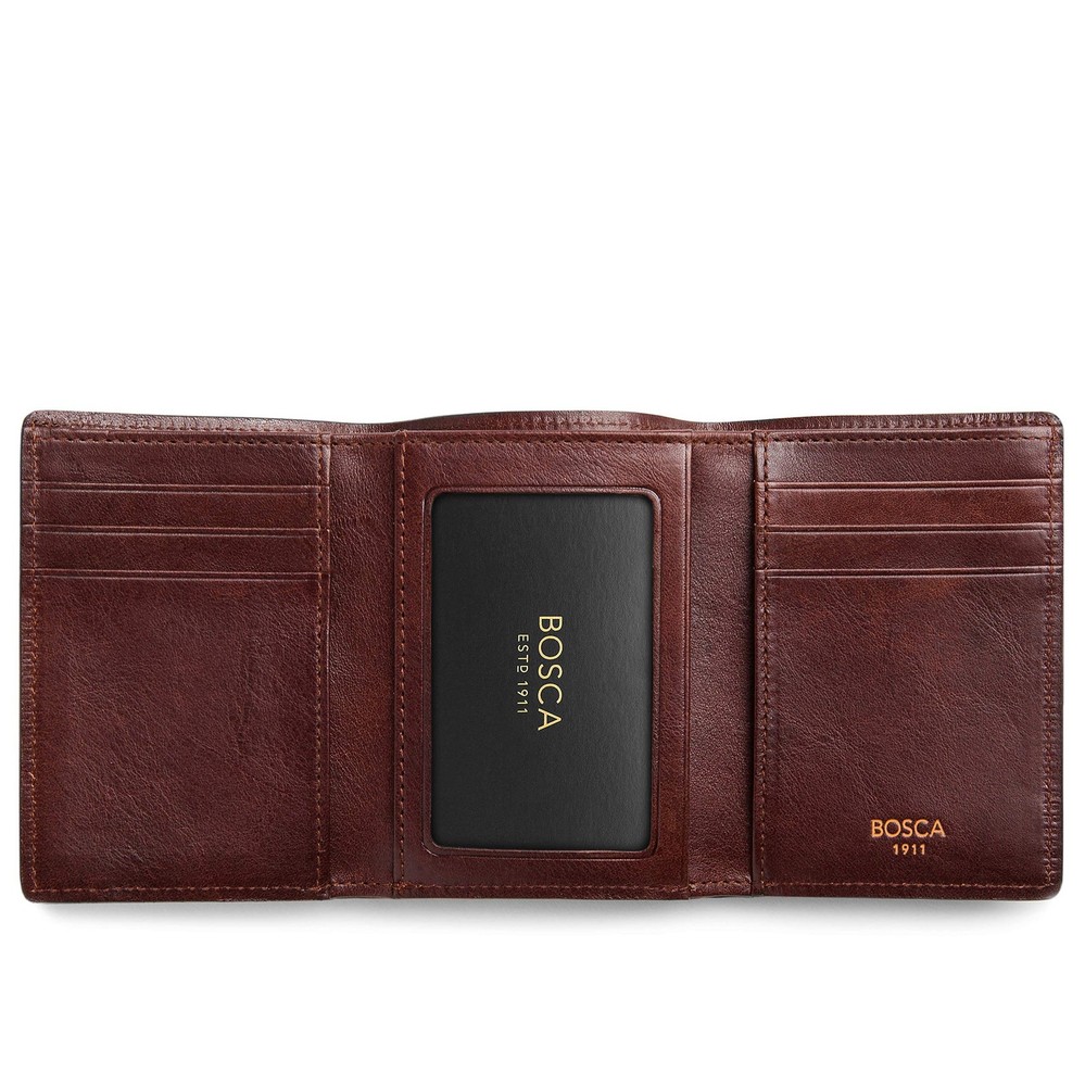 Bosca Men's Wallet, Dolce Leather Double I.D. Tri Fold Wallet with RFID Block...