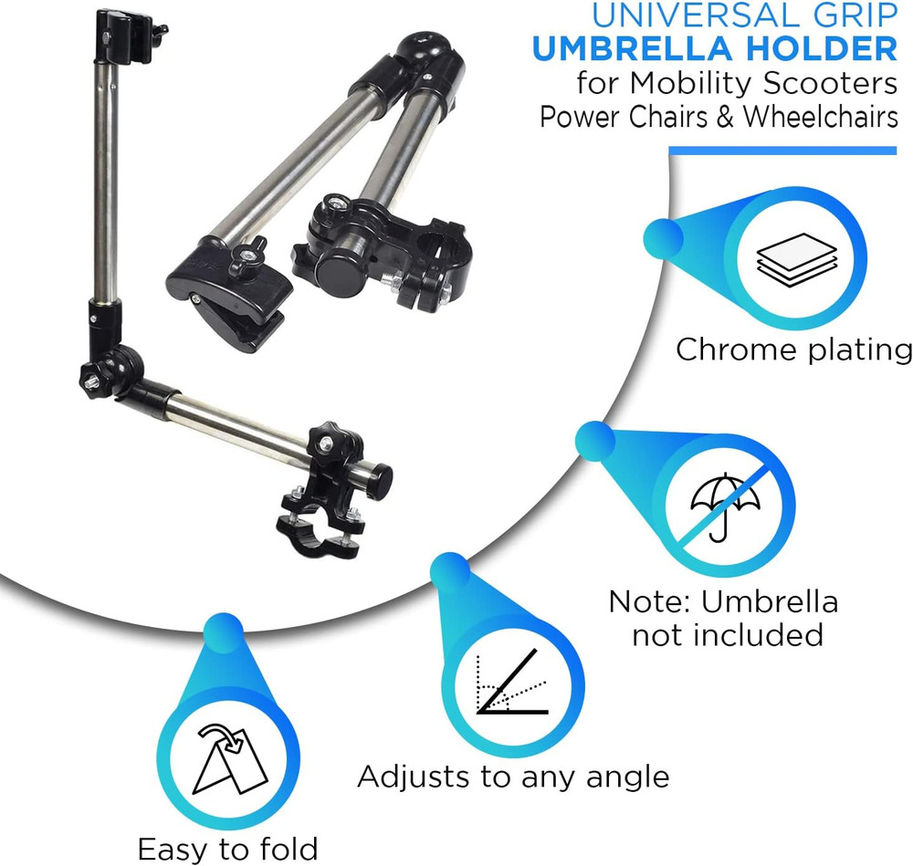 Universal Grip Umbrella Holder - 360° Angle Adjustable Attachment Clamp Mount Co
