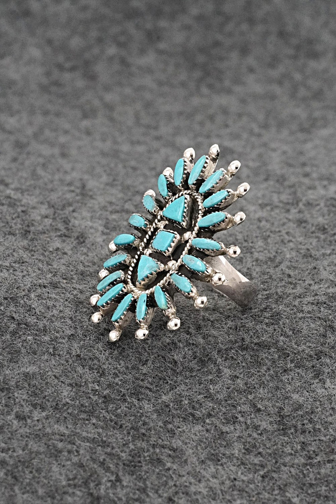 Turquoise & Sterling Silver Ring - Evonne Hustito - Size 8.5