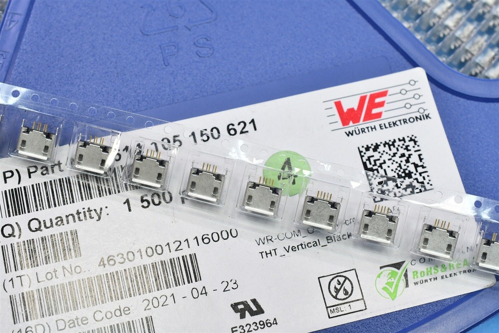 20 Wurth USB Micro AB USB 2.0 Connectors Receptacles 5 Pin Contacts Panel Mount
