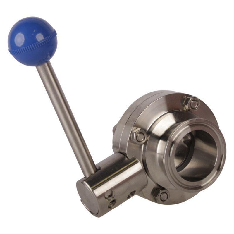 Sanitary Butterfly Valve | Tri Clamp 1.5 inch Pull Handle/Silicone (2 Pack)