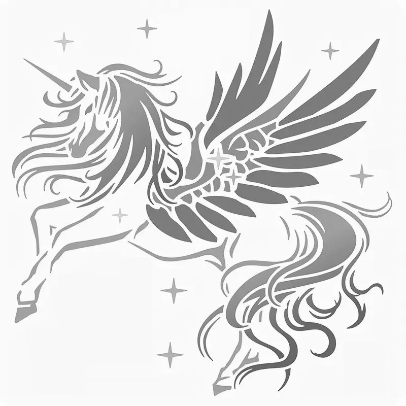 8"x8" Clear Plastic Stencil - Unicorn (SA863)