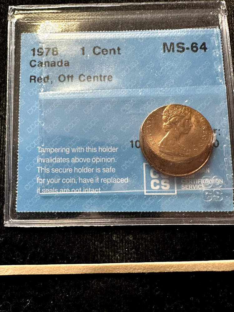 1978 ERROR, Off Center CCCS Graded Canadian, ¢1 Cent**MS-64**Cert#4100