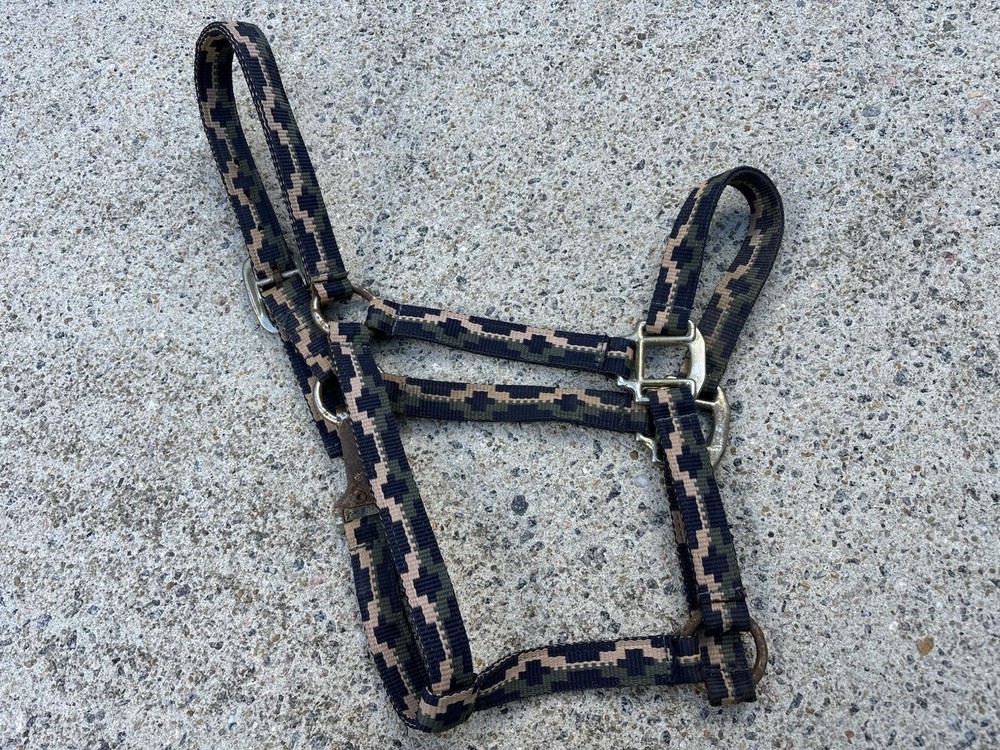 Navy Navajo Print Full Size Halter with Rust - VERY USED