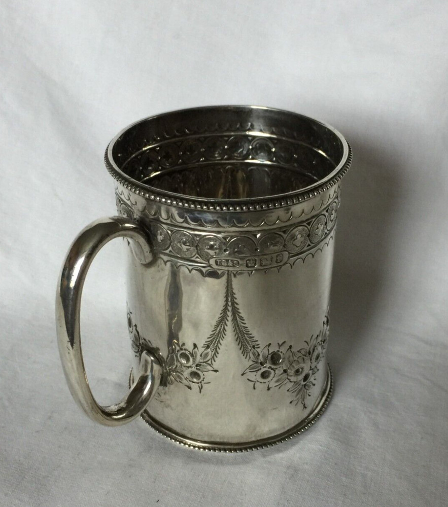VICTORIAN MUG STERLING SILVER SHEFFIELD 1898