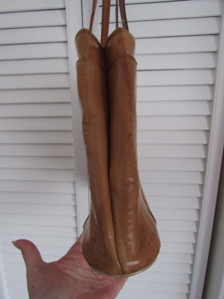 EELSKIN PURSE - TAN - VINTAGE - SHOULDER STRAP - MULTI COMPARTMENT -