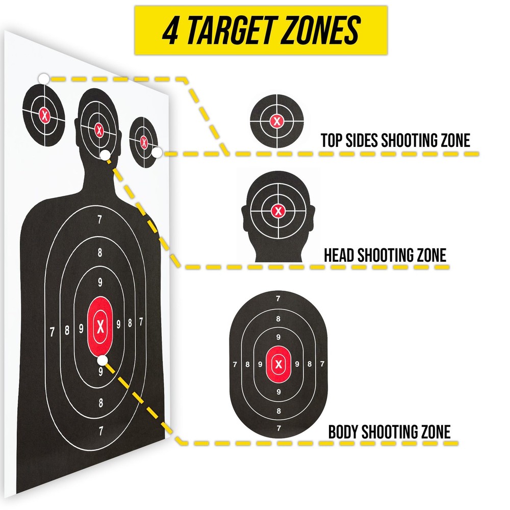 50 Pack Paper Shooting Target for Gun Range - Silhouette Large, 50
