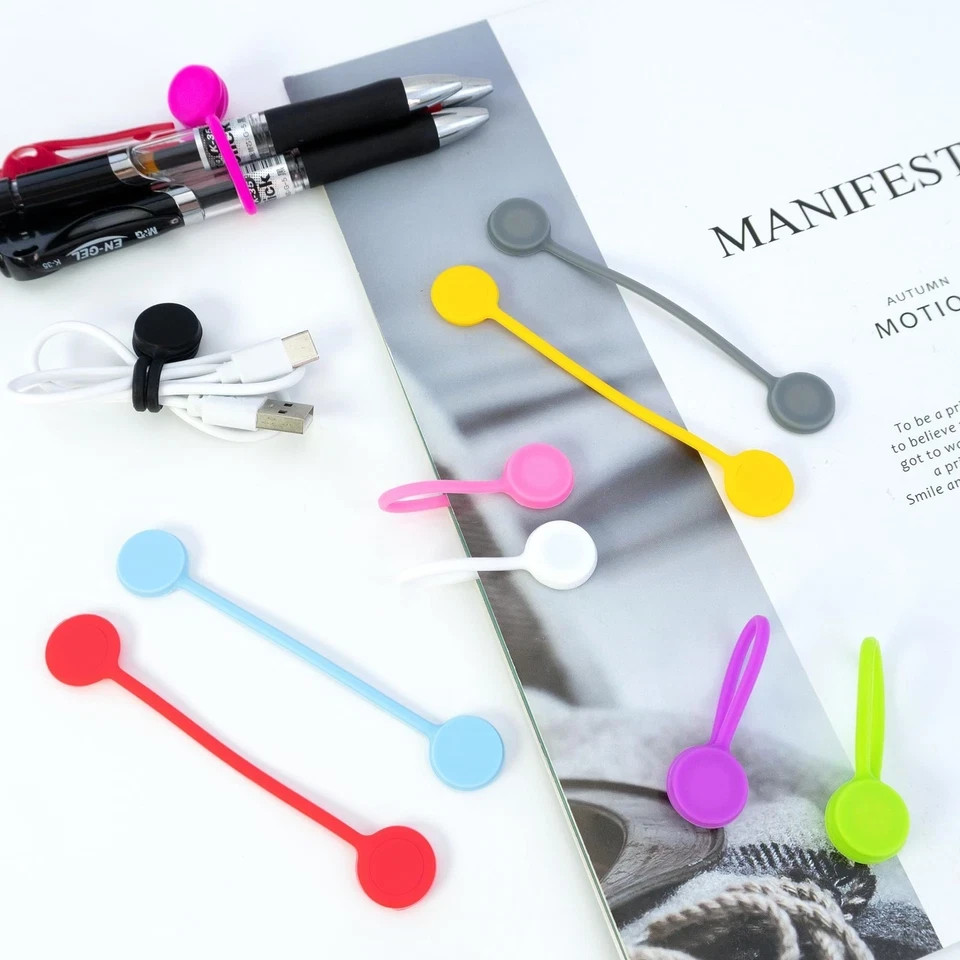 10 Pcs Reusable Silicone Magnetic Cable Ties Magnet Cable