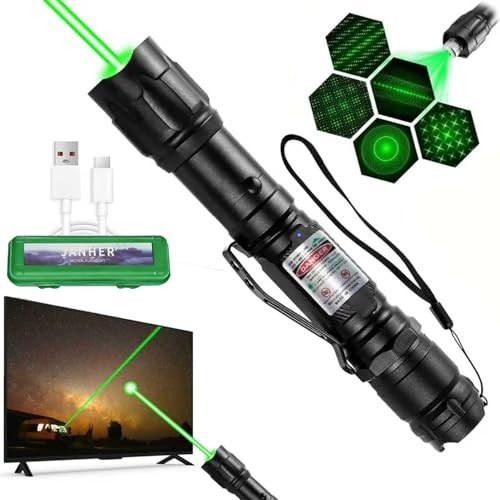 High Power Green Laser Pointer, Tactical Long Range, Rechargeable, Adjustable Fo