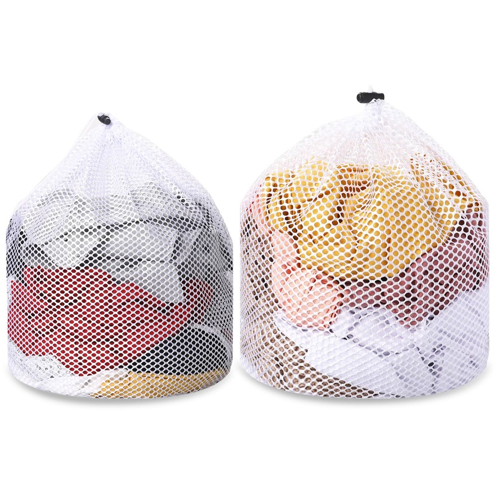 2 Pack Mesh Laundry Bags - Laundry Bag for Delicates with Drawstring White