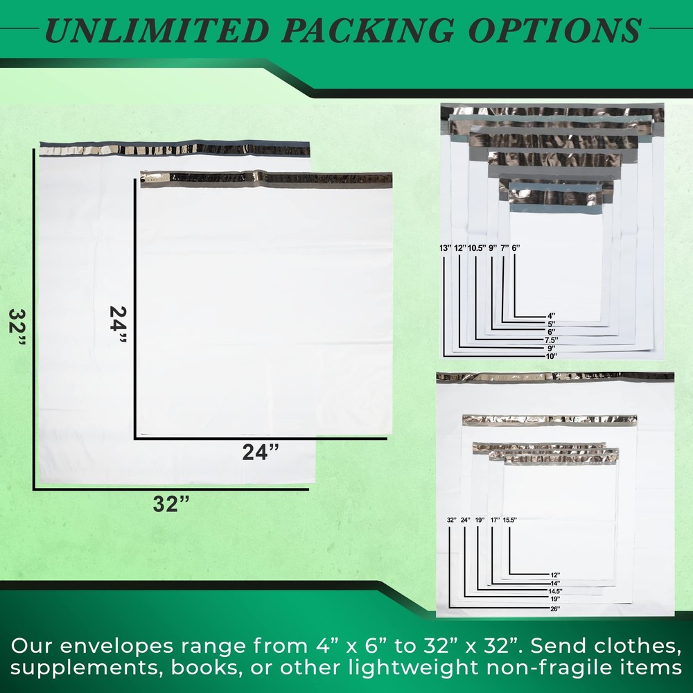 100 Pack Secure Seal White Poly Mailers - Safe 4” x 6” (100 Pack),