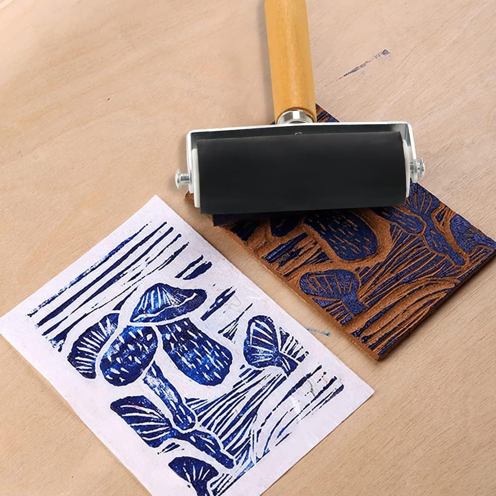 3 Pack Rubber Brayer Roller Hard Rubber Vinyl Roller for Printmaking Wallpapers