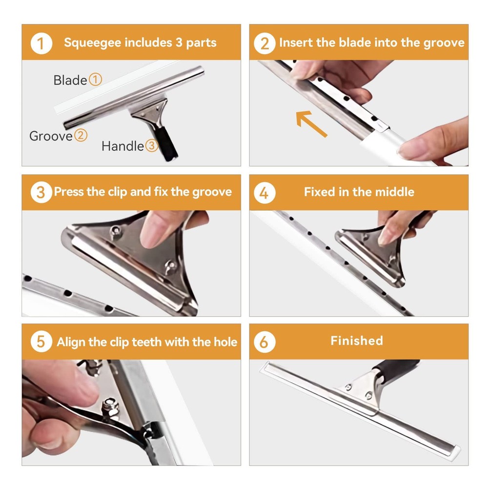 Squeegee Replacement Silicon Rubber Blade for Shower Doors, Window, White
