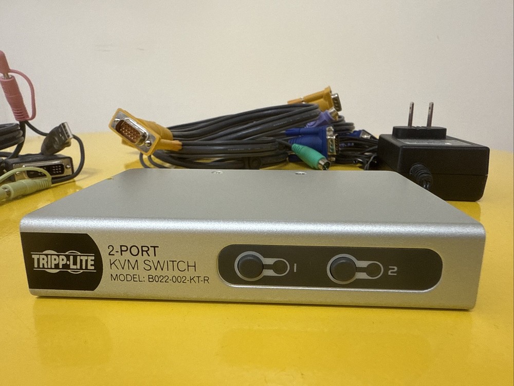 Tripp Lite KVM Switch (b022-002-kt-r) Includes Cables and Power.